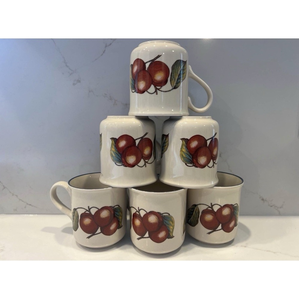 Staffordshire‎ Tableware Apple Mugs Set of 6 Made in England Farmhouse